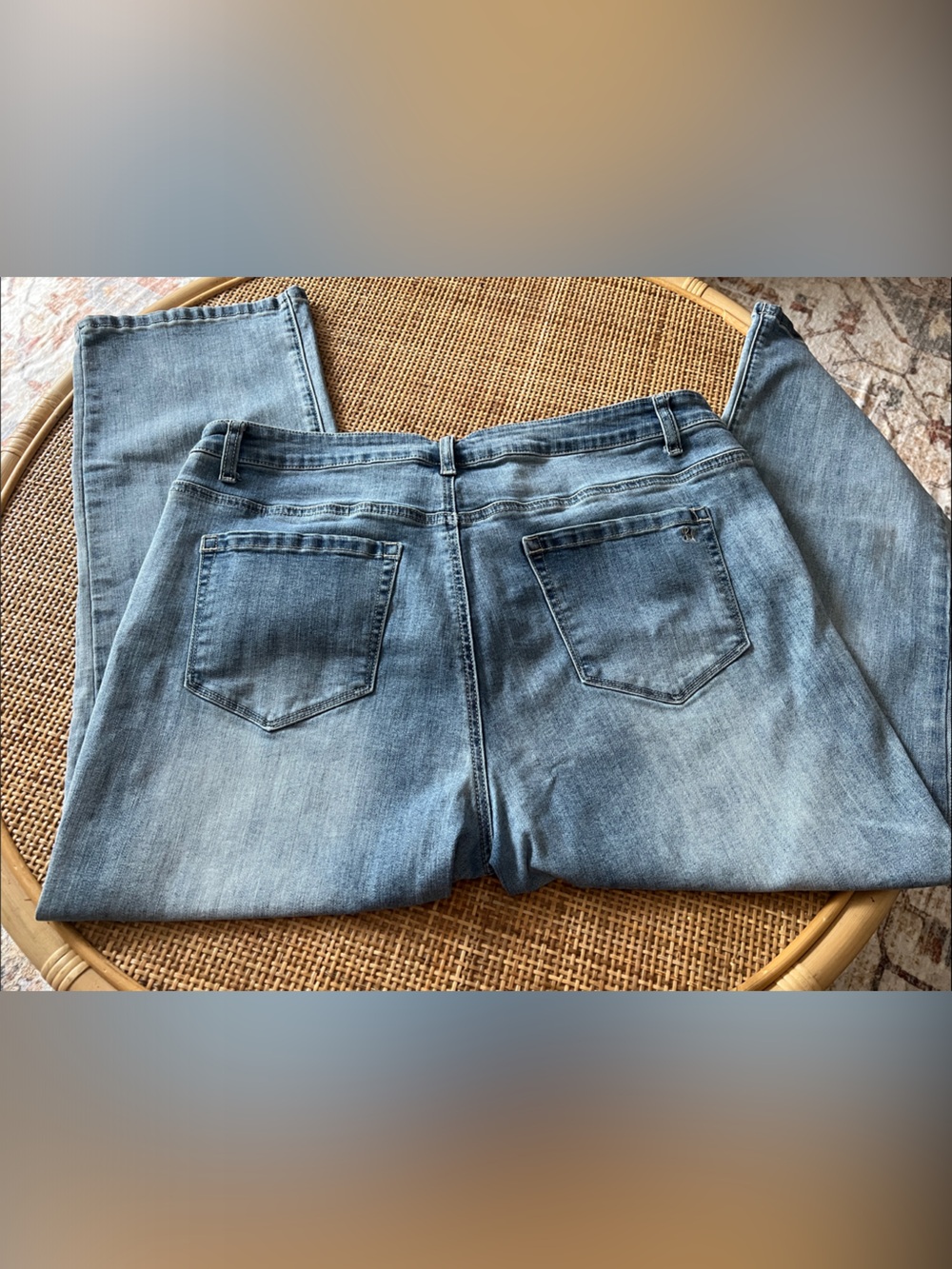 Grace & Lace Mel’s Favorite Light Blue Straight Leg Cropped Jeans - Picture 2 of 3